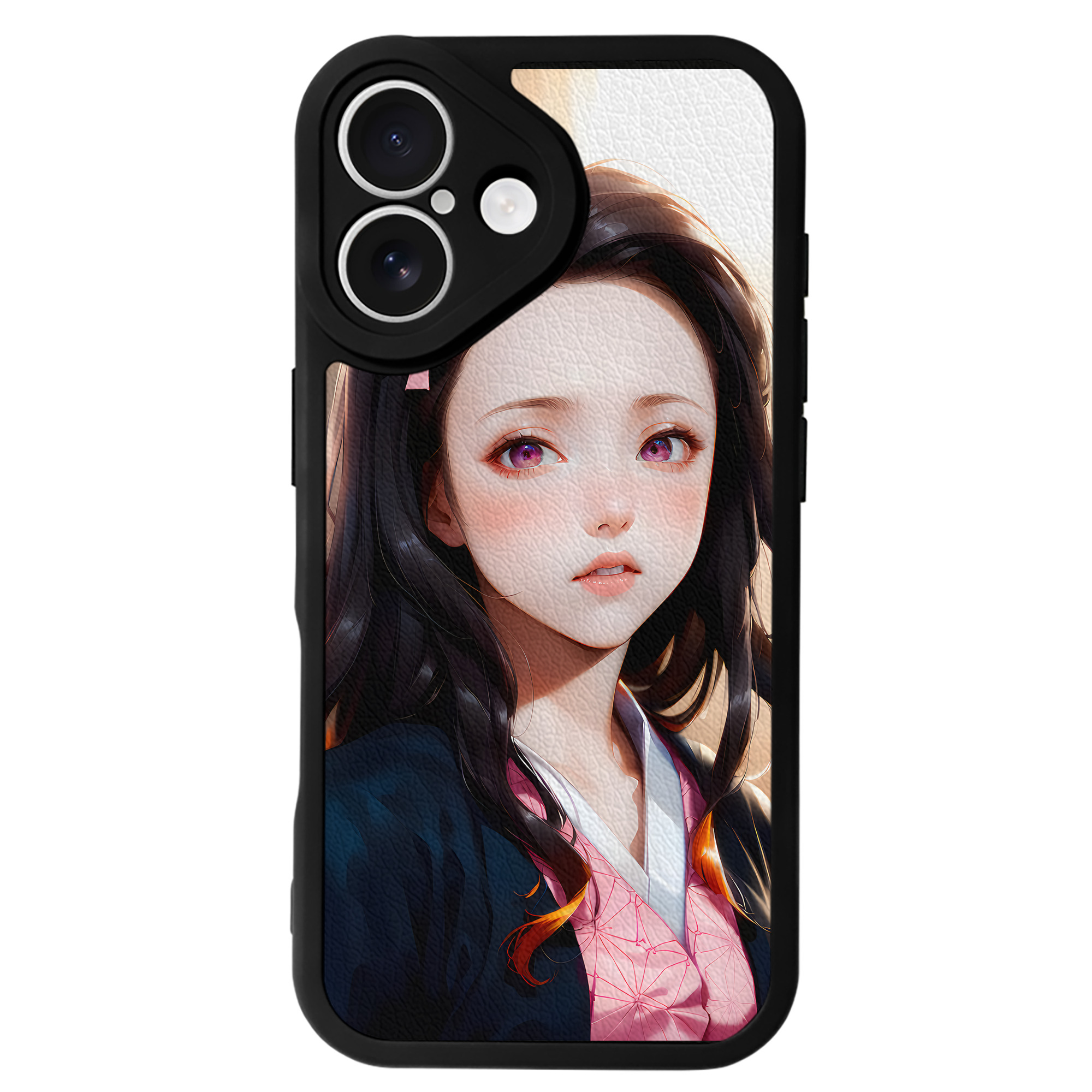 （画像用） 鬼滅の刃（きめつのやいば）竈門 禰󠄀豆子／かまど ねずこ Kamado Nezuko 【iPhone 16シリーズ対応】シリコンスマホケース（レザー調） 材質：シリコン